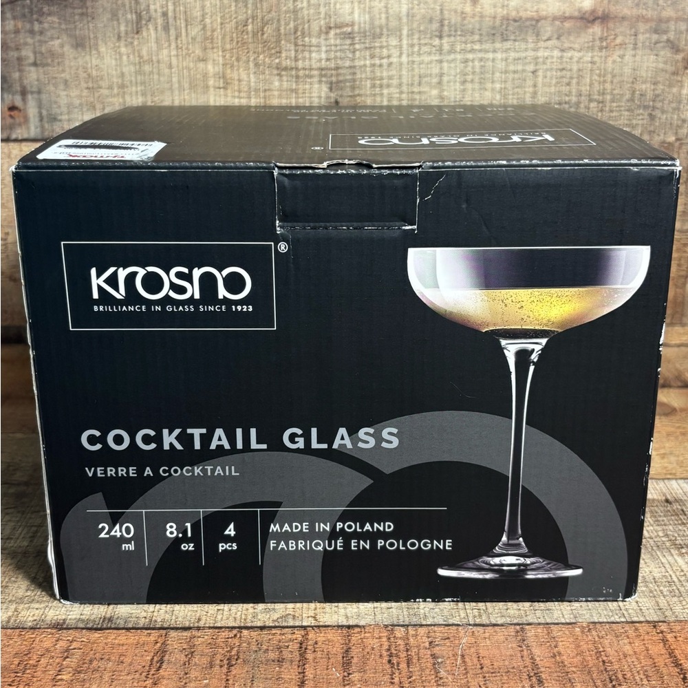 Cocktail Glasses Set of 4 Made in Poland by Krosno Brilliance In Glass 8.1 Oz